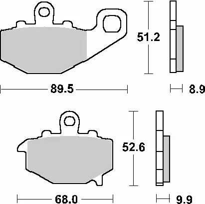 SBS brzdové destičky KH192 STREET STANDART keramické barva černá KAWASAKI ER-6F/GPZ/KLE/Z/ZR/ZX-6R/ZX-9R/ZX-10R/ZZR zadní ( )