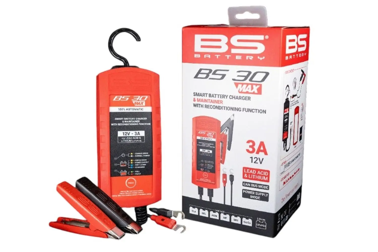 BS nabíječka akumulátorů BS30 MAX 12V STD/AGM/GEL/SLA/LITHIUM (LIFEP04) s funkcí CAN BUS a udržování napětí, 3A do 60AH (EL) (10) (BS nabíječka)