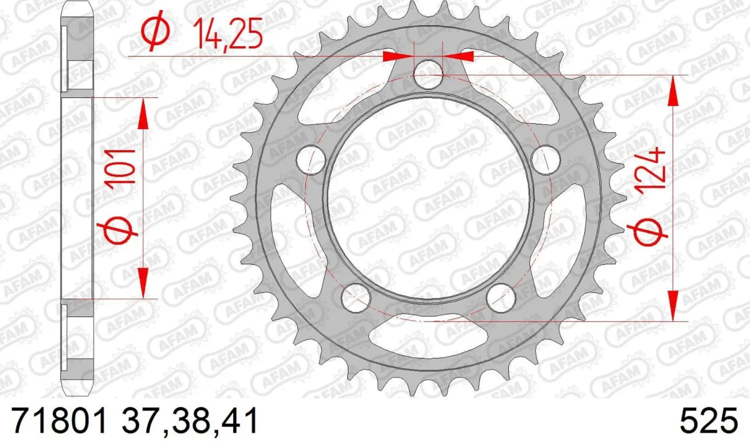 AFAM řetězové kolečko zadní 4508 41 KTM 950/990/1190 RC8 /DUKE/ SUPERMOTO (řetěz 525) (JTR898.41) (AFAM řetězové kolečko zadní 4508 41 KTM)
