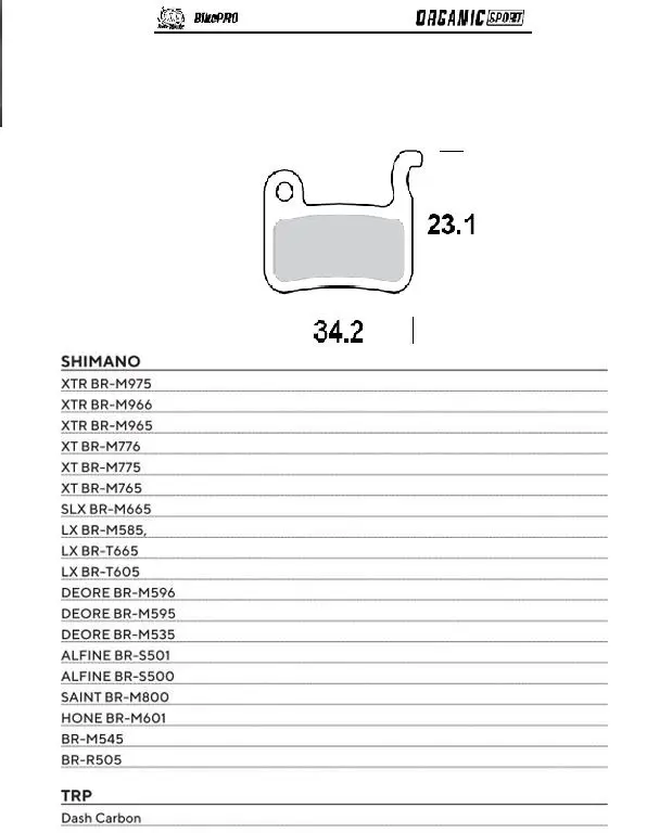 MOTO-MASTER BIKE PRO brzdové destičky organické sport vhodné pro SHIMANO XTR BR-M975, BR-M966, BR-M965, XT BR-M776, BR-M775, BR-M765, SLX BR-M665,