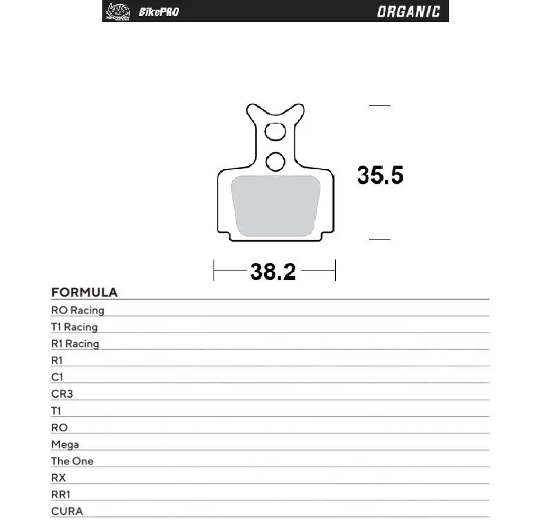 MOTO-MASTER BIKE PRO brzdové destičky organické vhodné pro FORMULA CURA, RO závodní, T1 závodní, R1 závodní, R1, C1, CR3, T1, RO, MEGA, THE ONE, RX,