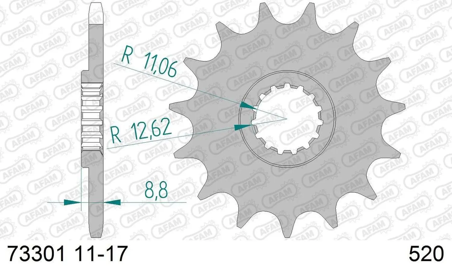 AFAM pastorek přední 1248 15 KTM SX/EXC '91-'25 (řetěz 520) (JTF1901.15) ( )