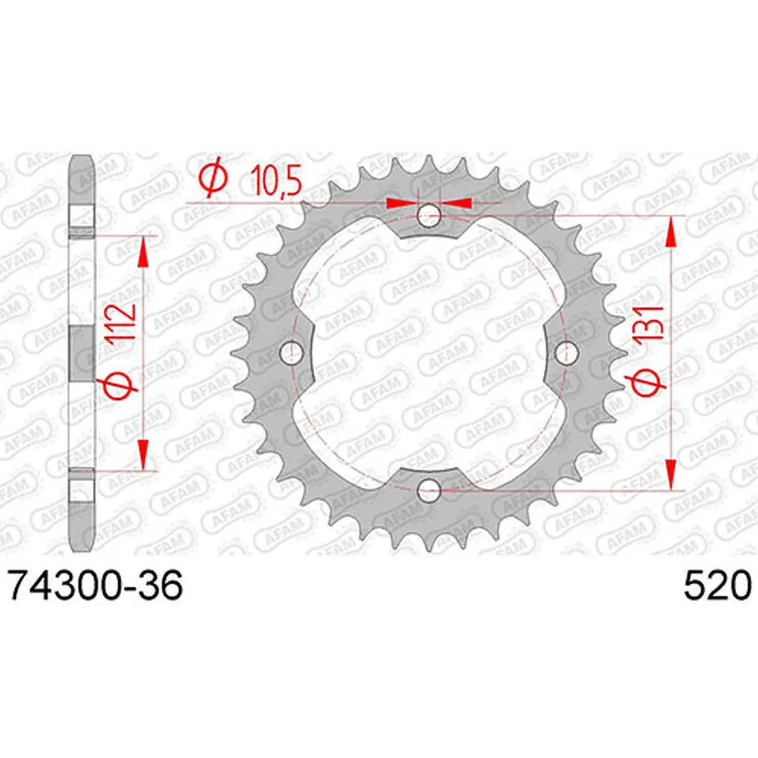 AFAM řetězové kolečko zadní 4485 36 (448536) KYMCO KXR, KXU, MAXXER, MXU 250/300 '02-'15 (řetěz 520) (JTR1072.36) ( )