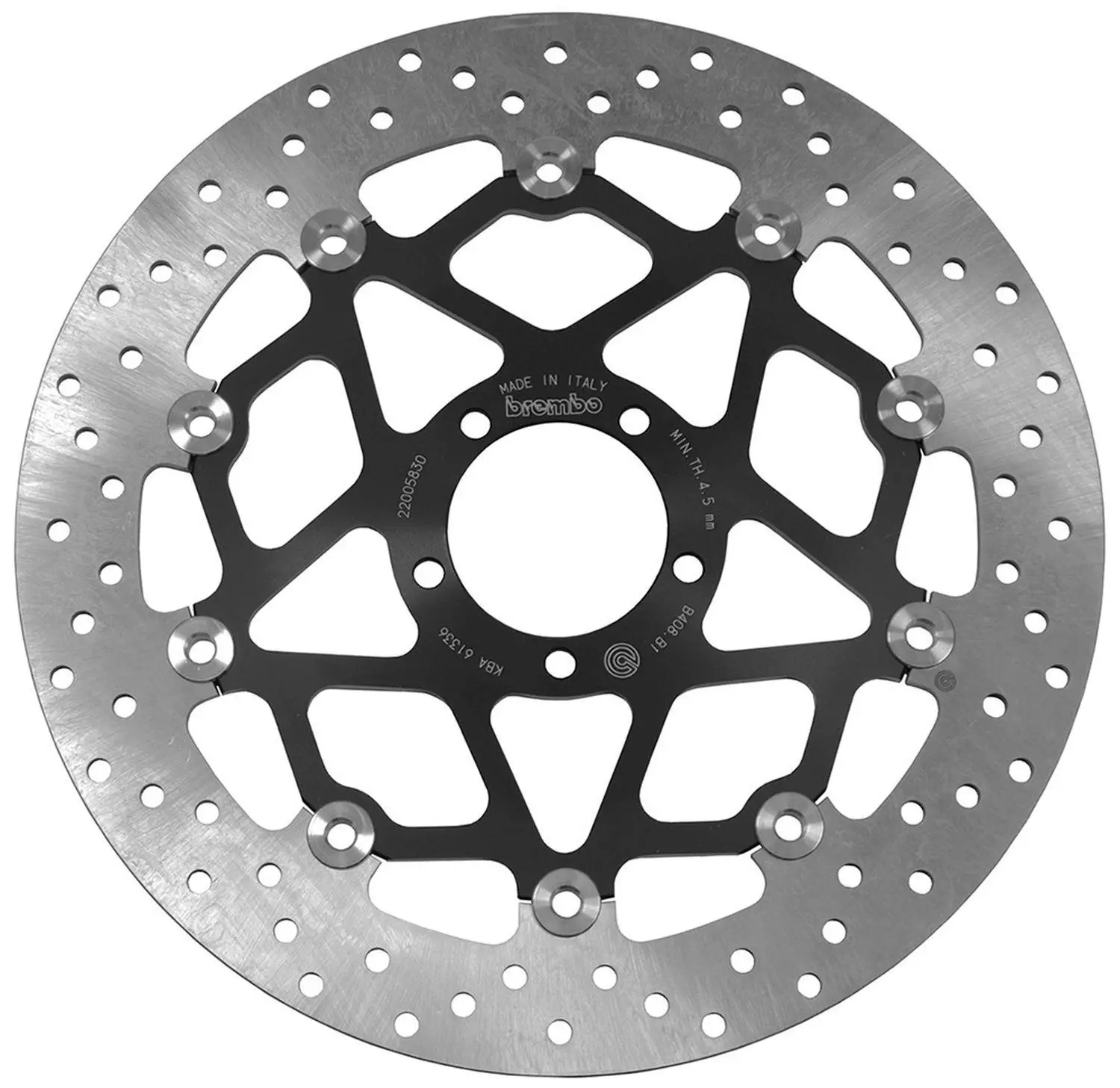 BREMBO přední plovoucí brzdový kotouč KTM 1290 SUPER DUKE GT '16-'24, 1290 SUPER DUKE R '14-'23, BRABUS 1300 R '22-'23, 1390 SUPER DUKE R '24-'26, 990