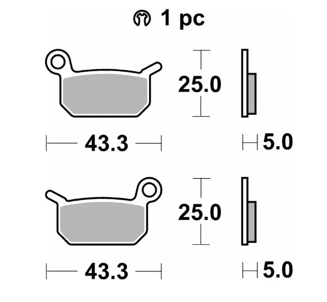 SBS brzdové destičky KH325 OFF-ROAD sintrované barva zlatá KTM SXE-5 ELECTRIC 19- SX 50 09-, SX 65 04-08, HUSQVARNA EE-5 19-, CR 50 06-, SM 50- 10-,