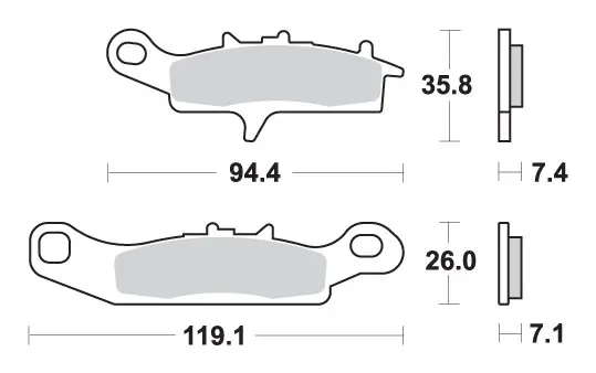 SBS brzdové destičky KH349 OFF-ROAD sintrované barva zlatá KAWASAKI KFX 450 07-15, KVF 650 BRUTE FORCE 05-11, PRAIRE 01-03, HFX 700 V-FORCE 04-13,