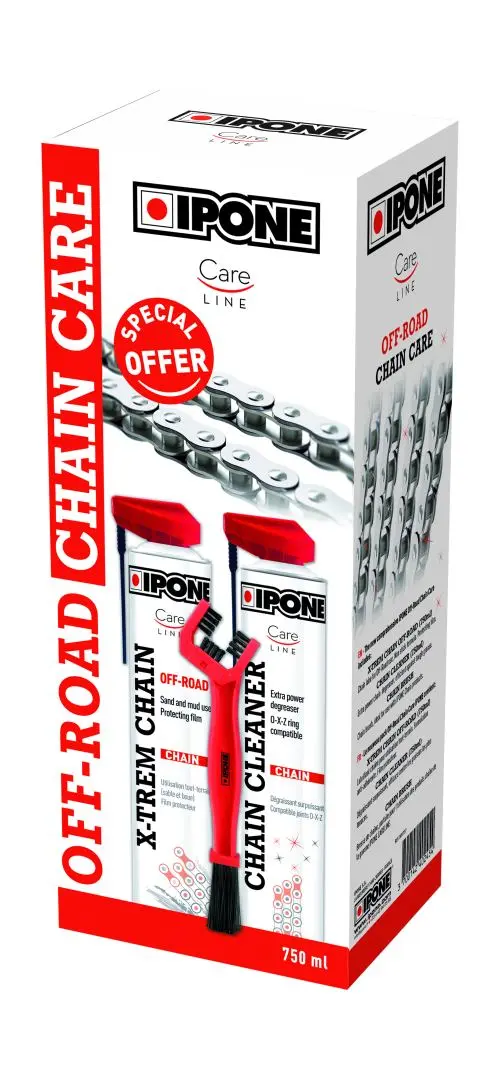 IPONE OFF ROAD CHAIN CARE sada na čištění a mazání řetězu (2 X 750ML) s kartáčem (CARELINE) (AKC) (4) ( )