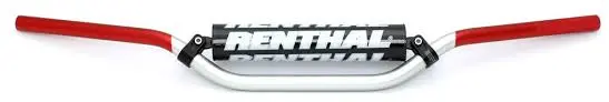 RENTHAL řidítka 7/8 (22mm) MX HANDLEBAR SILVER/RED RC HIGH PADDED barva stříbrná/červená s chráničem (RENTHAL řidítka 7/8 (22mm) MX HANDLEBAR)