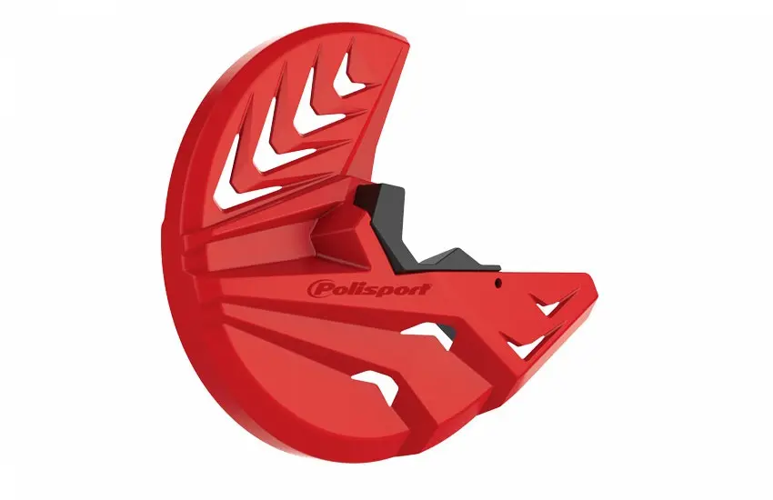 POLISPORT kryt brzdového kotouče přední (se spodním krytem tlumiče komplet sada na obě strany) HONDA CRF 250R 10-14; CRF 450R 10-14 barva červená