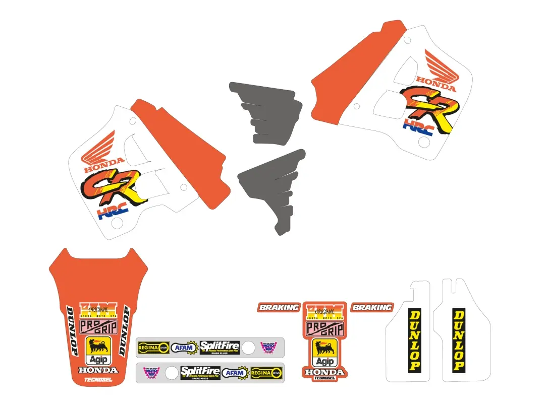 TECNOSEL (BLACKBIRD) sada samolepek (dýhy) + potah sedla HONDA CR 125 91-92, CR 250 90-91 REPLICA TEAM HONDA 91 (TECNOSEL (BLACKBIRD) sada samolepek)