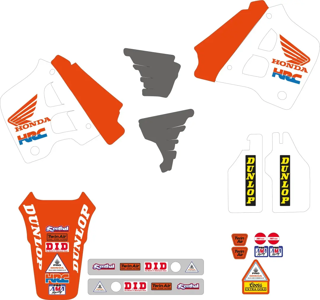 TECNOSEL (BLACKBIRD) sada samolepek (dýhy) + potah sedla HONDA CR 125 91-92, CR 250 90-91 REPLICA TEAM HONDA USA 91 (TECNOSEL (BLACKBIRD) sada)