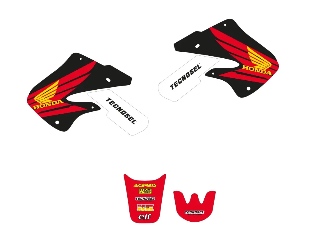 TECNOSEL (BLACKBIRD) sada samolepek (dýhy) + potah sedla HONDA CR 125 98-99, CR 250 97-99 REPLICA OEM HONDA 98 ( )