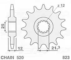 S přední řetězové kolo 823 15 HUSQVARNA 125/240/250/350/400/430/500 83-89, HUSABERG FC/FE 350 96-01, FC/FE 400 96-03, FE 501 96-01, FE 600 96-01