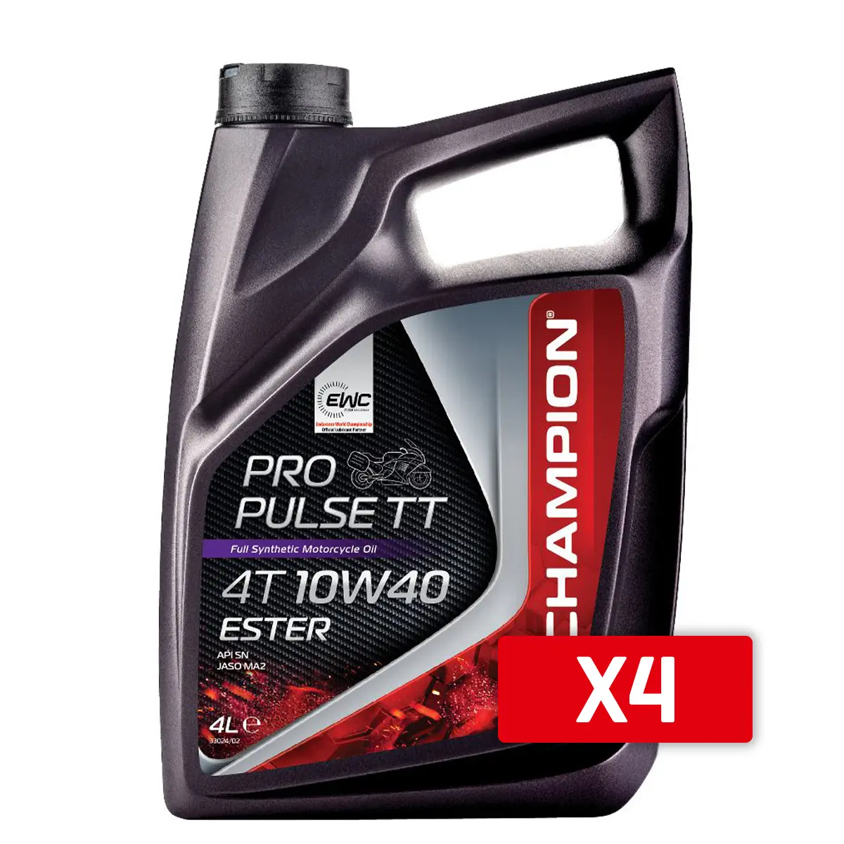 CHAMPION motorový olej PROPULSE TT 4T 10W40 ESTER 4L MA2 syntetický (4 kusy) (AKC) (CHAMPION motorový olej PROPULSE TT 4T 10W40 ESTER 4L MA2)