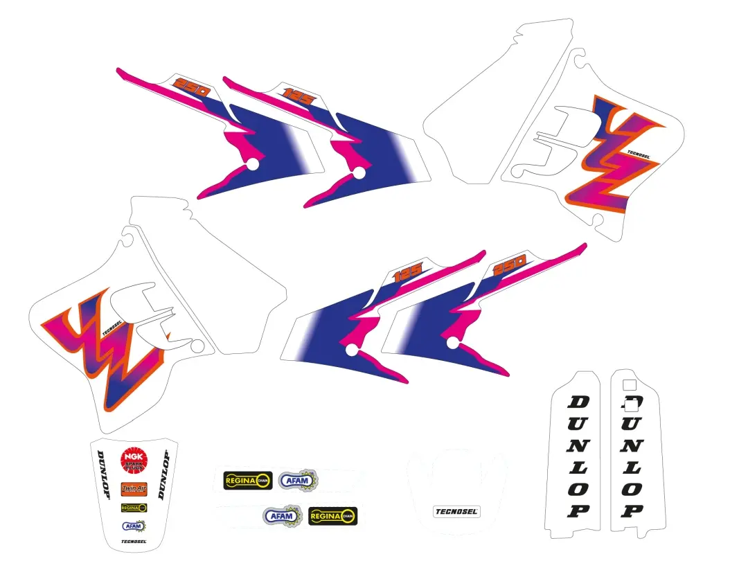 TECNOSEL (BLACKBIRD) sada samolepek (dýhy) + potah sedla YAMAHA YZ 125/250 93-95, REPLICA TEAM YAMAHA 93 (TECNOSEL (BLACKBIRD) sada samolepek (dýhy))