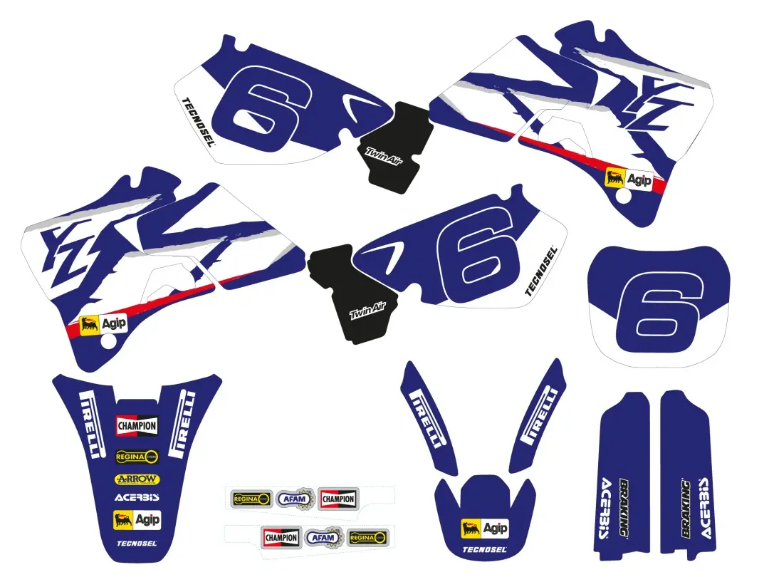 TECNOSEL (BLACKBIRD) sada samolepek (dýhy) + potah sedla YAMAHA YZ 125/250 96-01, REPLICA TEAM YAMAHA 98 (TECNOSEL (BLACKBIRD) sada samolepek (dýhy))