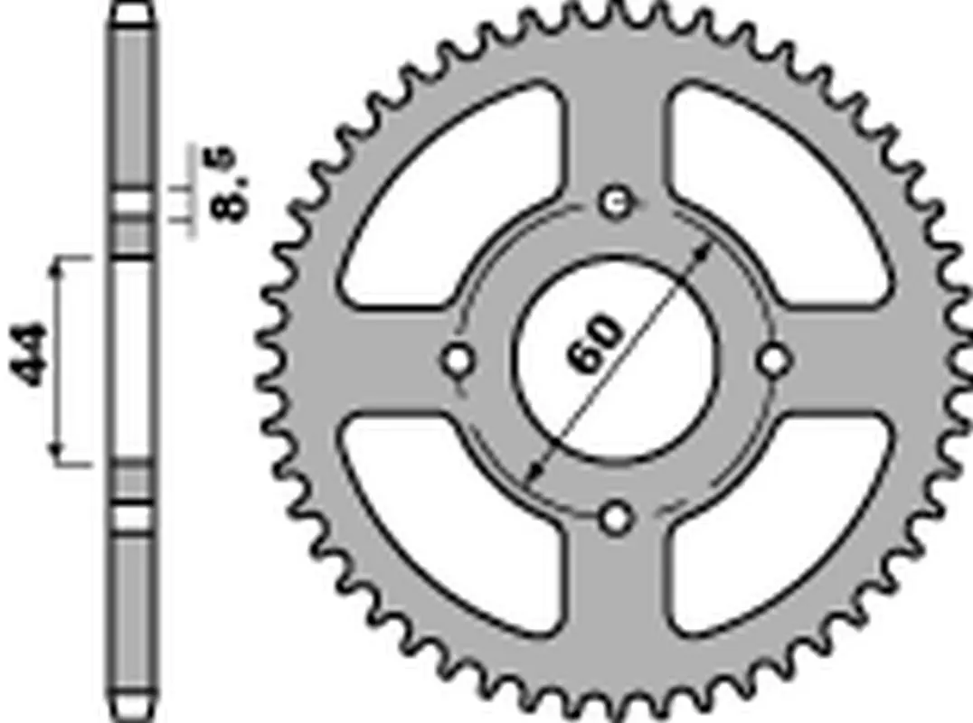 PBR rozeta 832 52 F YAMAHA DT 50R '78-'95 (JTR832.52) (ŁAŃC. 420) - může být nahrazená 4461 52 (MADE IN ITALY) ( )