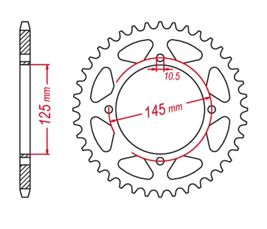 GROSSKOPF zadní řetězové kolečko 857 45 (JTR857.45) pro motocykly YAMAHA XT600 83-03 (GROSSKOPF zadní řetězové kolečko 857 45 (JTR857.45) pro)