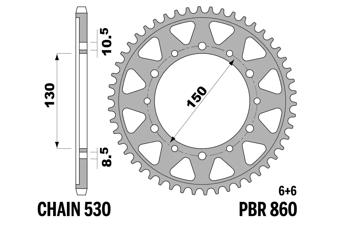 PBR 13/07 zadní řetězové kolečko 860 43 (řetěz 520) (MADE IN ITALY) (PBR 13/07 zadní řetězové kolečko 860 43 (řetěz 520) (MADE IN ITALY))