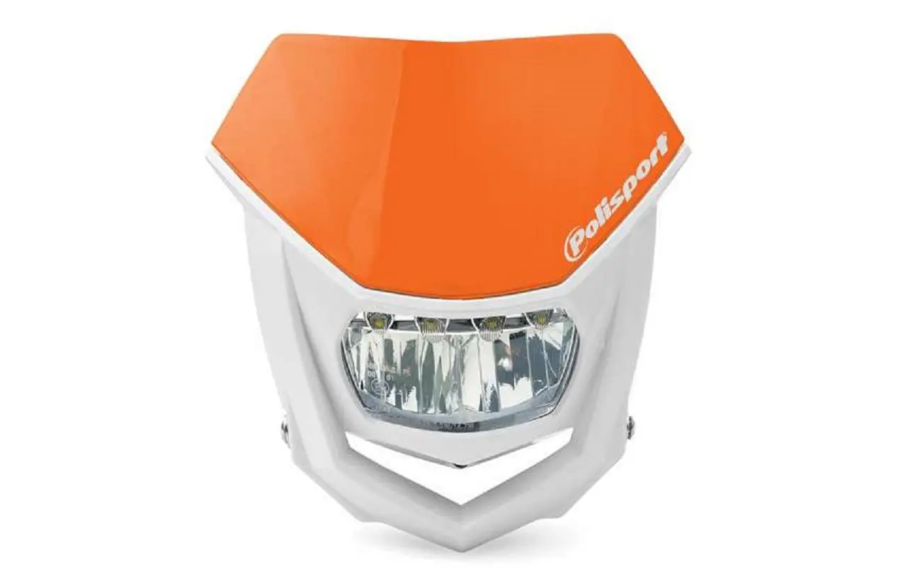 POLISPORT světlomet přední univerzální HALO s žárovkou LED barva oranžová KTM (POLISPORT světlomet přední univerzální HALO s žárovkou LED barva)