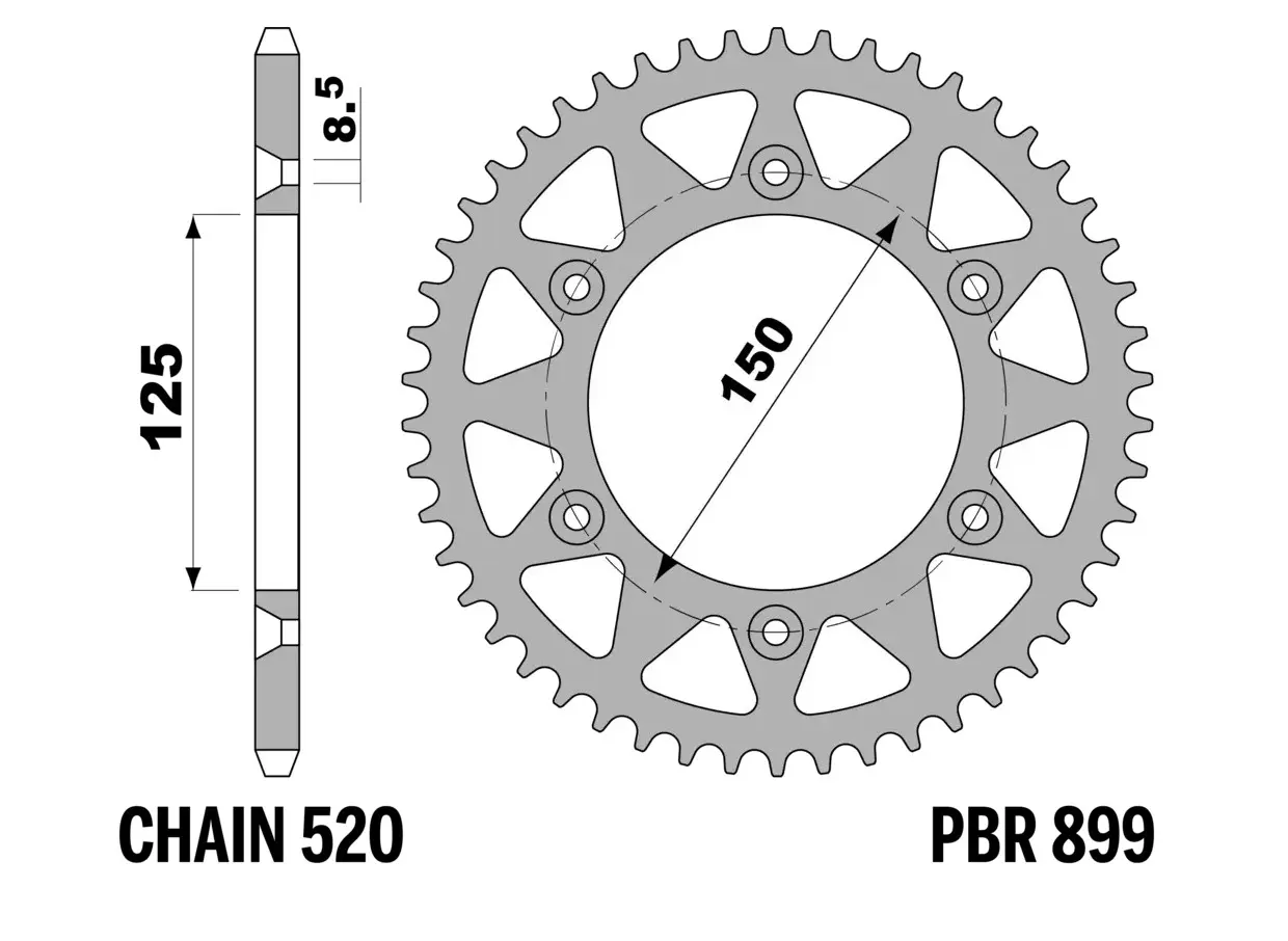PBR 13/07 zadní řetězové kolečko 899 50 (řetěz 520) (MADE IN ITALY) (PBR 13/07 zadní řetězové kolečko 899 50 (řetěz 520) (MADE IN ITALY))