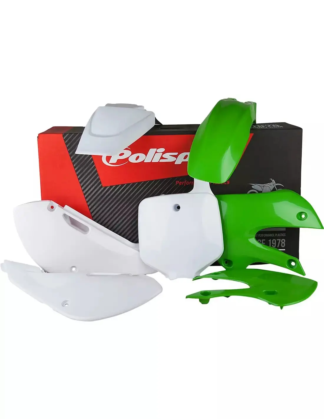 POLISPORT kompletní sada plastů KAWASAKI KX 65 00-25 v sadě přední tabulka (8661500010) barva zeleno bílá (POLISPORT kompletní sada plastů KAWASAKI)