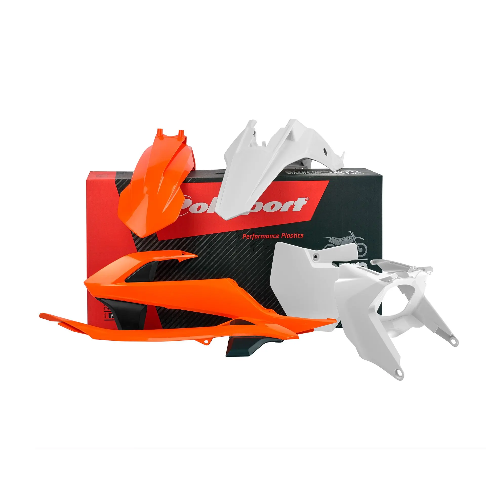 POLISPORT kompletní sada plastů KTM SX 65 16-23 sada obsahuje kryt filtru vzduchu (AIRBOX) barva oranžová bílá (OEM) ( )