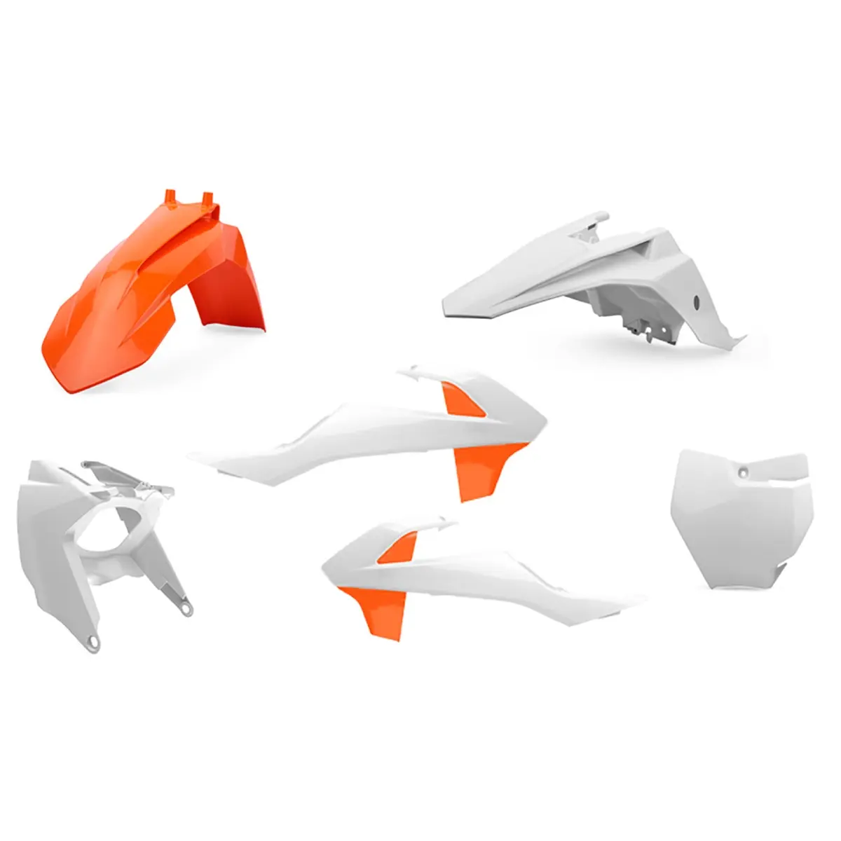 POLISPORT kompletní sada plastů KTM SX 65 16-23 sada obsahuje kryt filtru vzduchu (AIRBOX) barva oranžová bílá (OEM) (POLISPORT kompletní sada plastů)