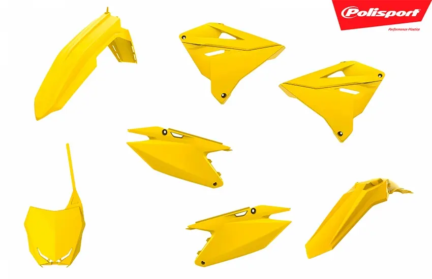 POLISPORT kompletní sada plastů SUZUKI RM 125/250 01-08 restyling na RMZ 450 22 barva žlutá (POLISPORT kompletní sada plastů SUZUKI RM 125/250 01-08)
