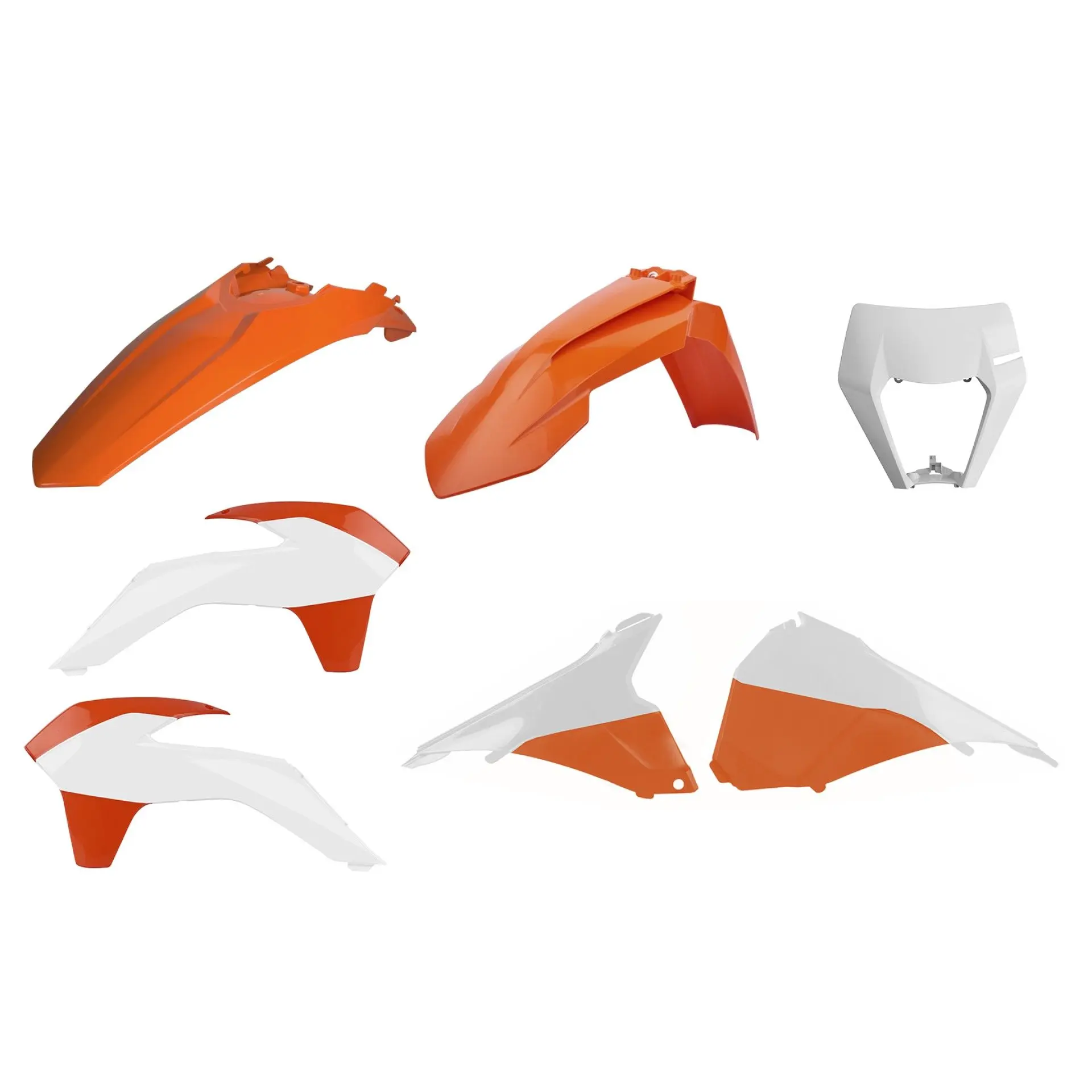 POLISPORT kompletní sada plastů KTM EXC/EXC-F 14-16 (restyling) v sadě přední blatník 17-19 (8574200008) kryt předního světla 17-19 (8666800001) barva