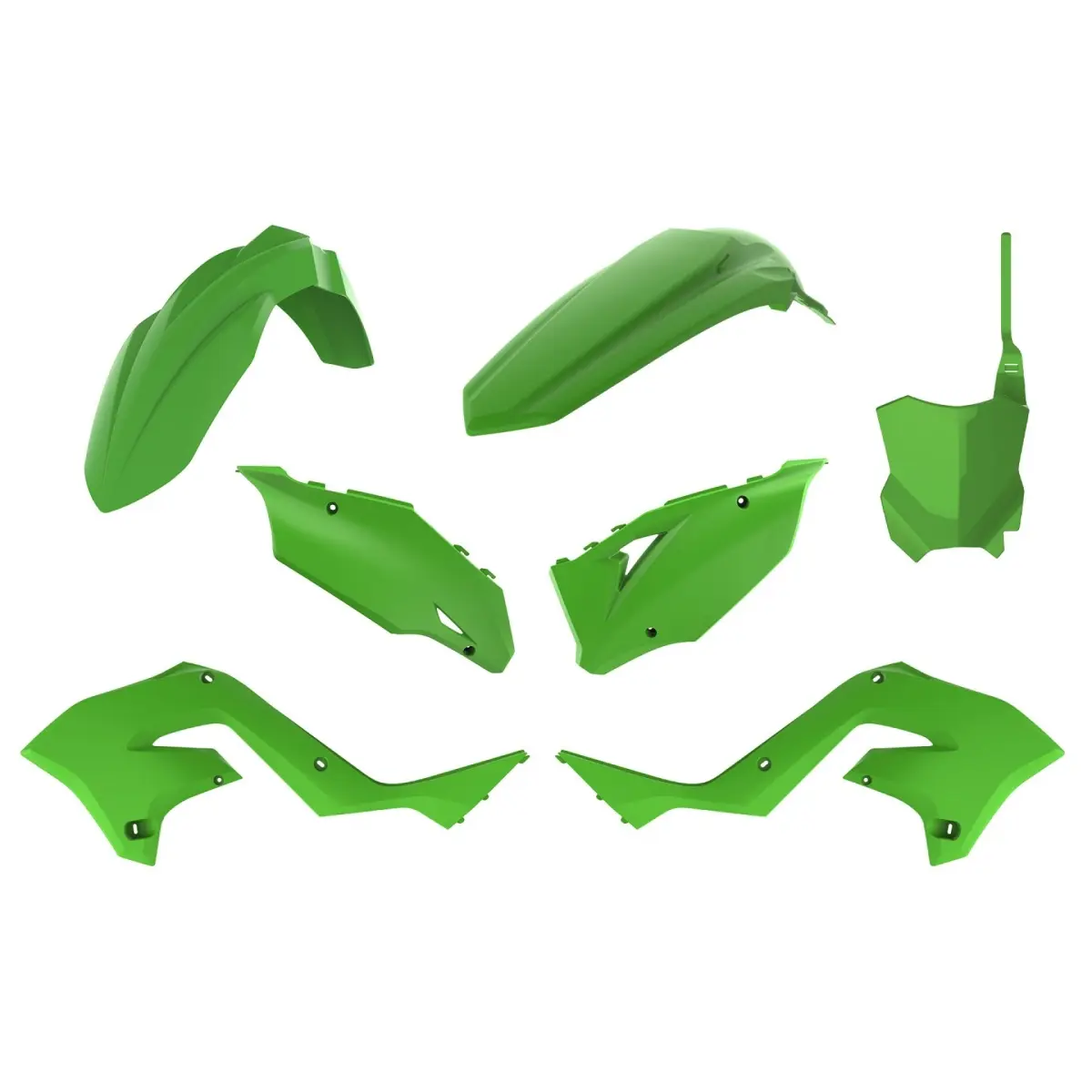 POLISPORT kompletní sada plastů KAWASAKI KX 125/250 03-08 (restyling na KXF 450 22) barva zelená OEM (POLISPORT kompletní sada plastů KAWASAKI KX)