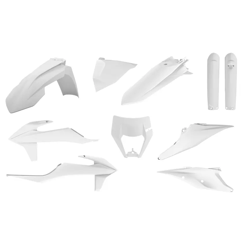 POLISPORT kompletní sada plastů (FULL KIT) KTM EXC/EXC-F TPI 20-23 v sadě kryt světla (8668600001) a kryty tlumičů (8398600012) barva bílá