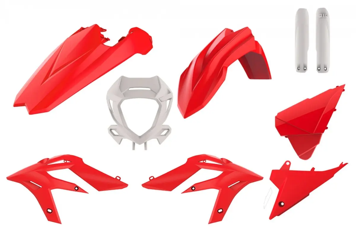 POLISPORT kompletní sada plastů BETA X-TRAINER '20-'22 v sadě kryt světla (8667300001) a kryty tlumičů (8398700002) barva červeno bílá (POLISPORT)