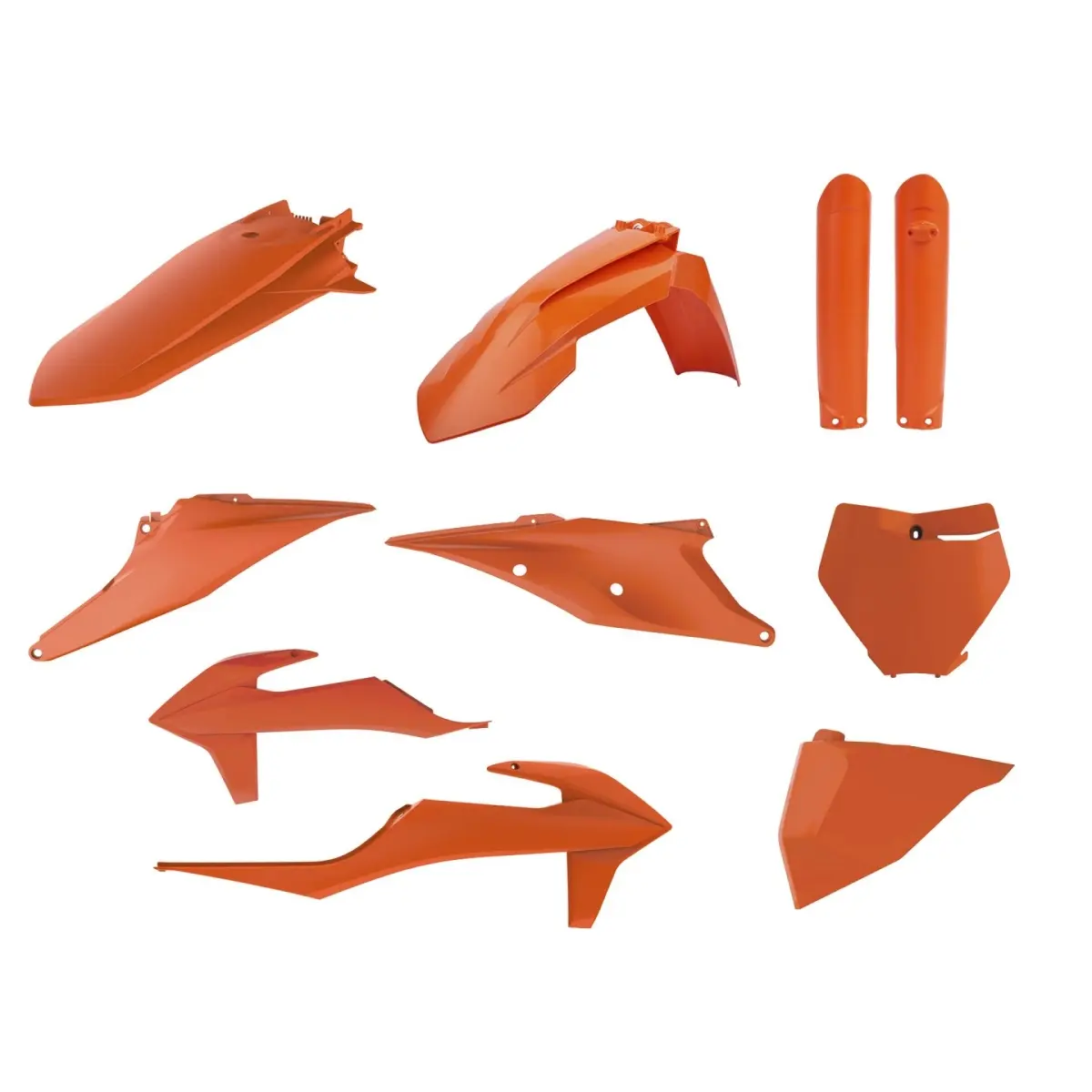 POLISPORT kompletní sada plastů (FULL KIT) KTM SX/SX-F 19-22 v sadě přední tabulka (8666400001) a kryty tlumičů (8398600005) barva oranžová ( )