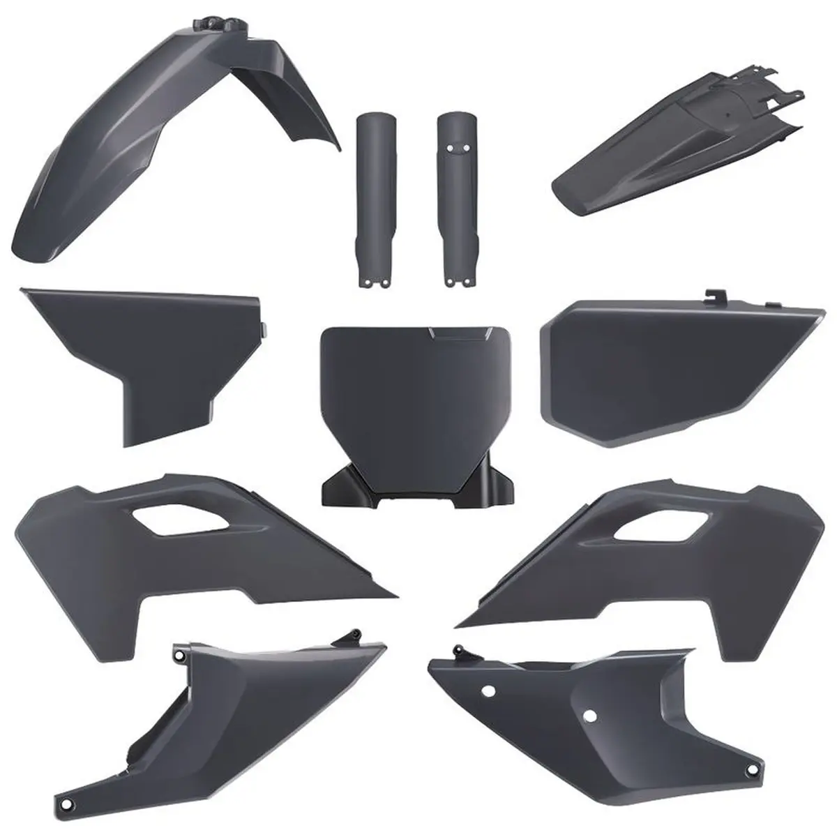 POLISPORT kompletní sada plastů (FULL KIT) HUSQVARNA TC/FC 23-24 v sadě přední tabulka (8671700002) a kryty tlumičů (8352500002) barva šedá (N-GRAY)