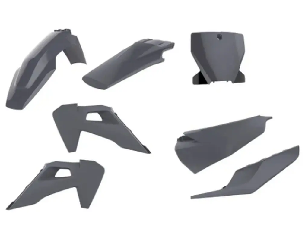 POLISPORT kompletní sada plastů HUSQVARNA TC/FC TPI 19-22 v sadě přední tabulka (8666500005) a kryty tlumičů (8398900006) barva šedá ( )