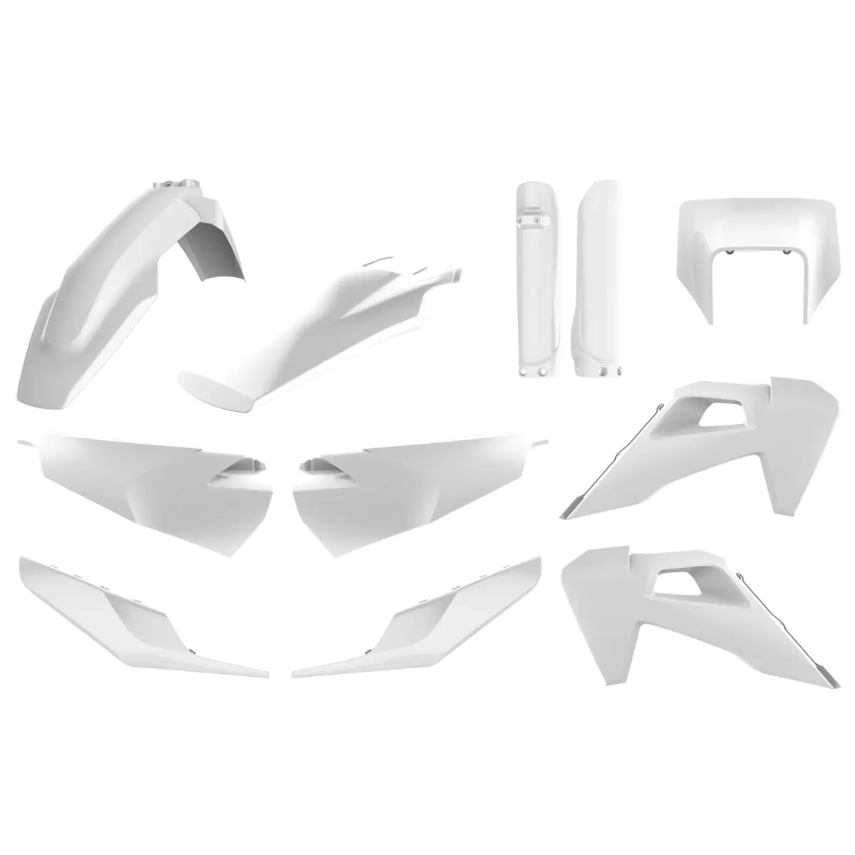POLISPORT kompletní sada plastů (FULL KIT) HUSQVARNA TE/FE TPI 20-23 v sadě kryt předního světlometu (8668700001) a kryty tlumičů (8398900007) barva