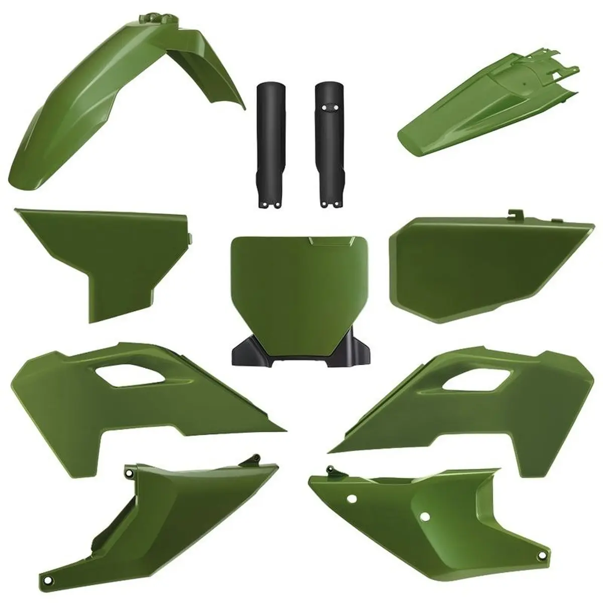 POLISPORT kompletní sada plastů (FULL KIT) HUSQVARNA TC/FC 23-24 v sadě přední tabulka (8671700004) a kryty tlumičů (8352500002) barva (GREEN FLOW)
