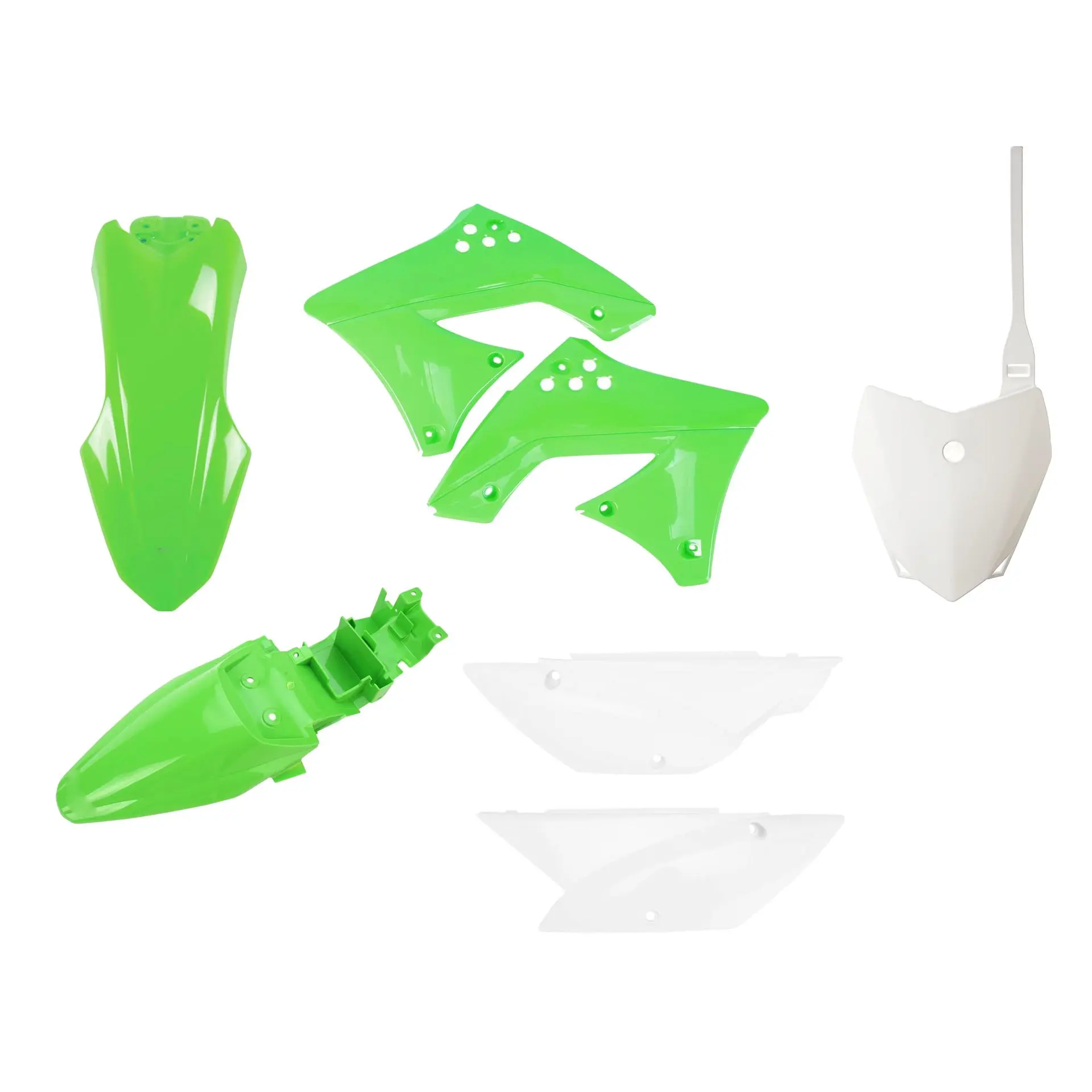 POLISPORT kompletní sada plastů KAWASAKI KLX 110 10-24 v sadě přední tabulka (8672700001) barva zeleno bílá OEM (POLISPORT kompletní sada plastů)