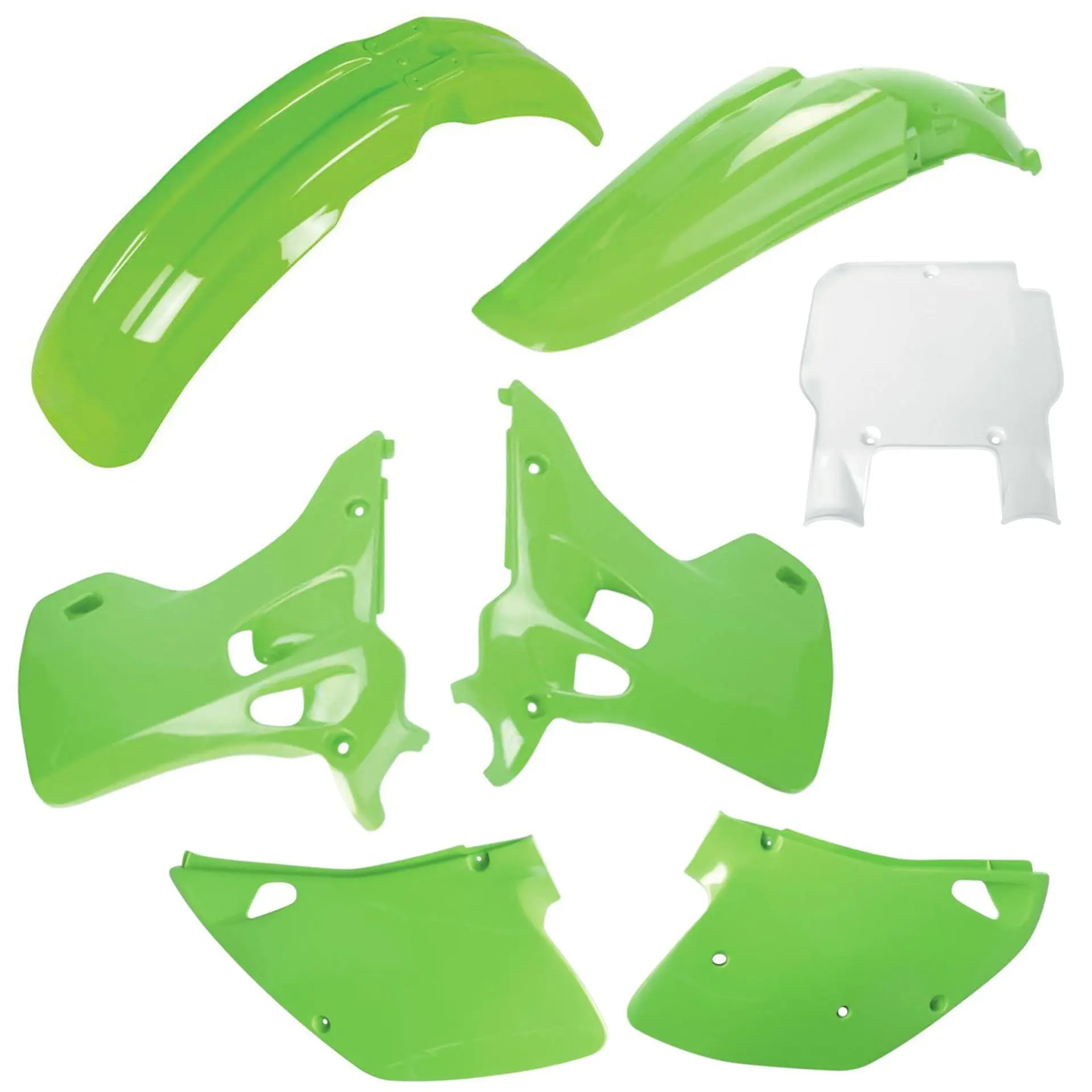 POLISPORT kompletní sada plastů (FULL KIT) KAWASAKI KX 125/250 92 v sadě přední tabulka (8672800002) barva zelená OEM (POLISPORT kompletní sada)