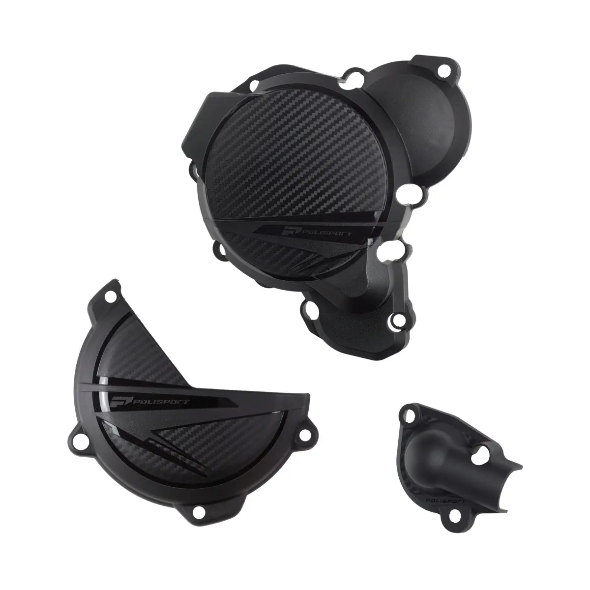POLISPORT sada krytu alternátoru a spojky vodní pumpy KTM EXC/XC-W 250/300 24-26, HUSQVARNA TE 250/300 24-26 barva černá ( )