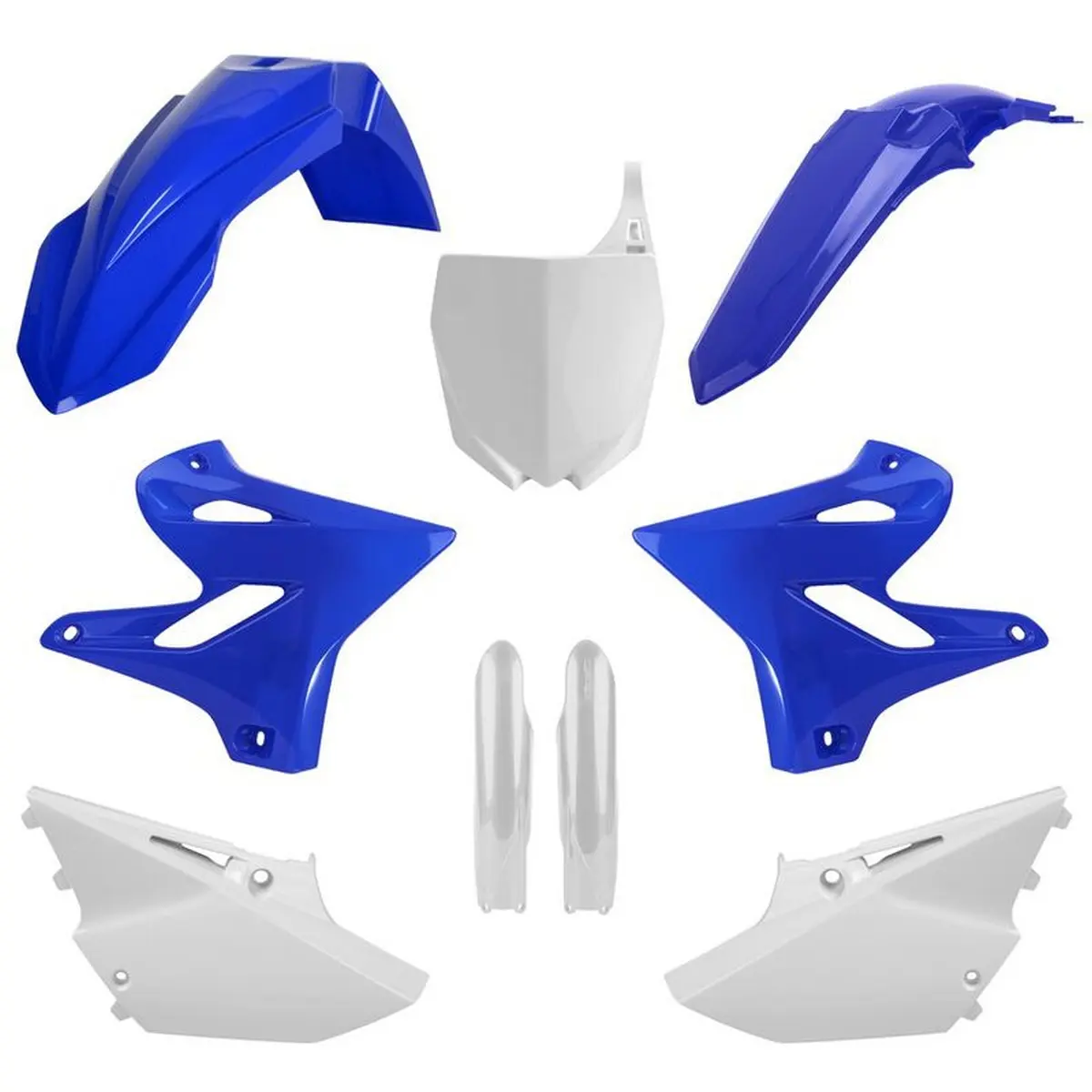 POLISPORT kompletní sada plastů (FULL KIT) YAMAHA YZ 125/250 15-21 v sadě tabulka přední (8678400001) a kryty tlumičů (8352000001) barva modrá bílá
