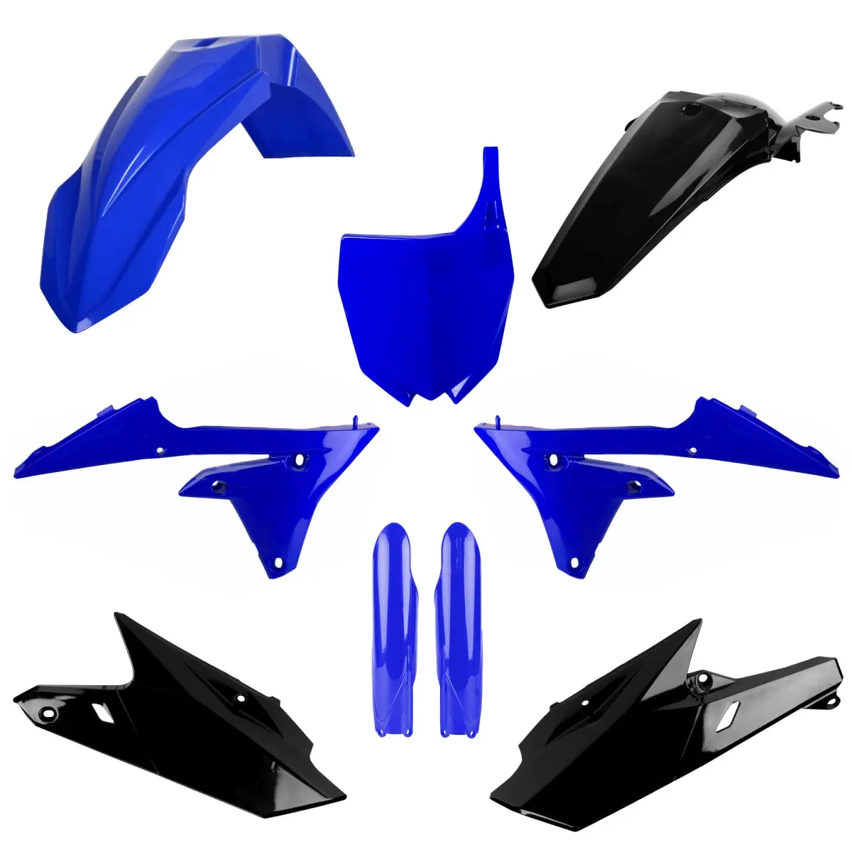 POLISPORT kompletní sada plastů (FULL KIT) YAMAHA YZ 250F 14-18; YZ 450F 14-17 v sadě přední tabulka (8678400003) a kryty tlumičů (8352000003) barva