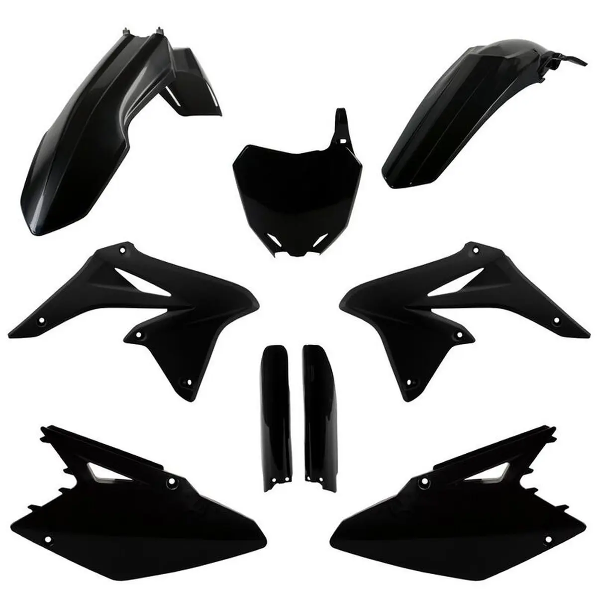 POLISPORT kompletní sada plastů (FULL KIT) SUZUKI RMZ 250 10-18 v sadě tabulka přední (8659300003) a kryty tlumičů (8398300002) barva černá ( )