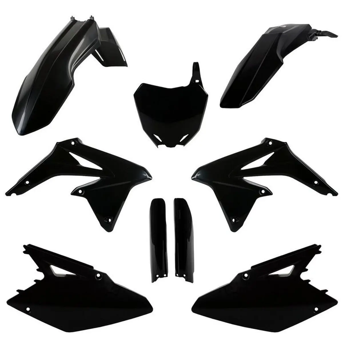 POLISPORT kompletní sada plastů (FULL KIT) SUZUKI RMZ 450 08-17 v sadě tabulka přední (8659300003) a kryty tlumičů (8398300002) barva černá