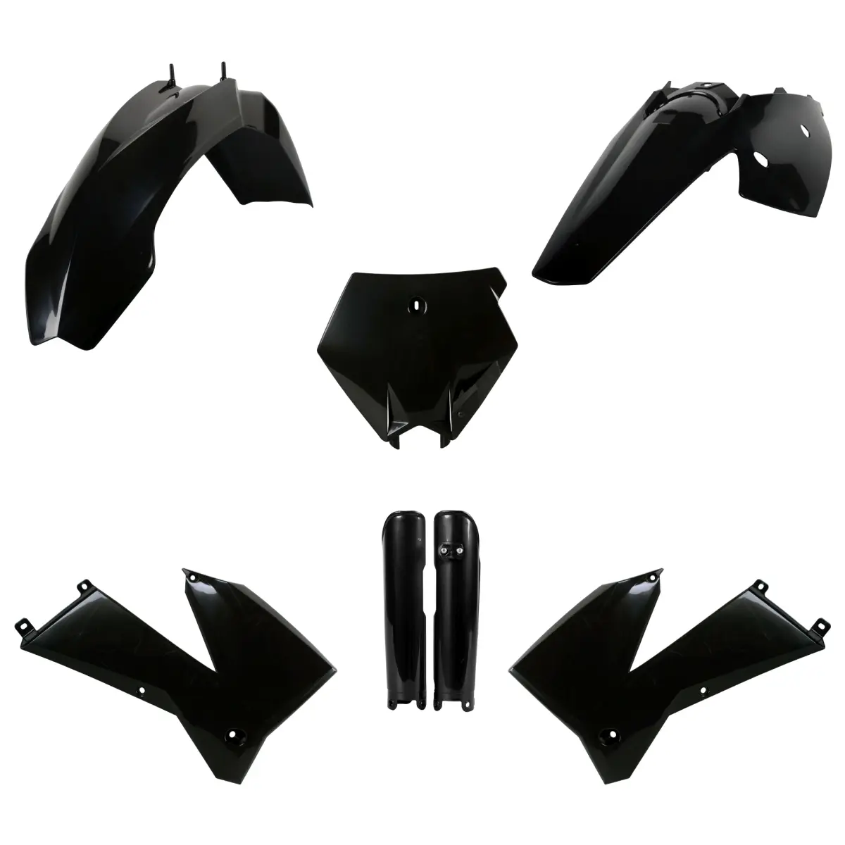 POLISPORT kompletní sada plastů (FULL KIT) KTM SX 05-06; XC/XC-F 06-07 v sadě kryty tlumičů (8399000001) barva černá (POLISPORT kompletní sada plastů)