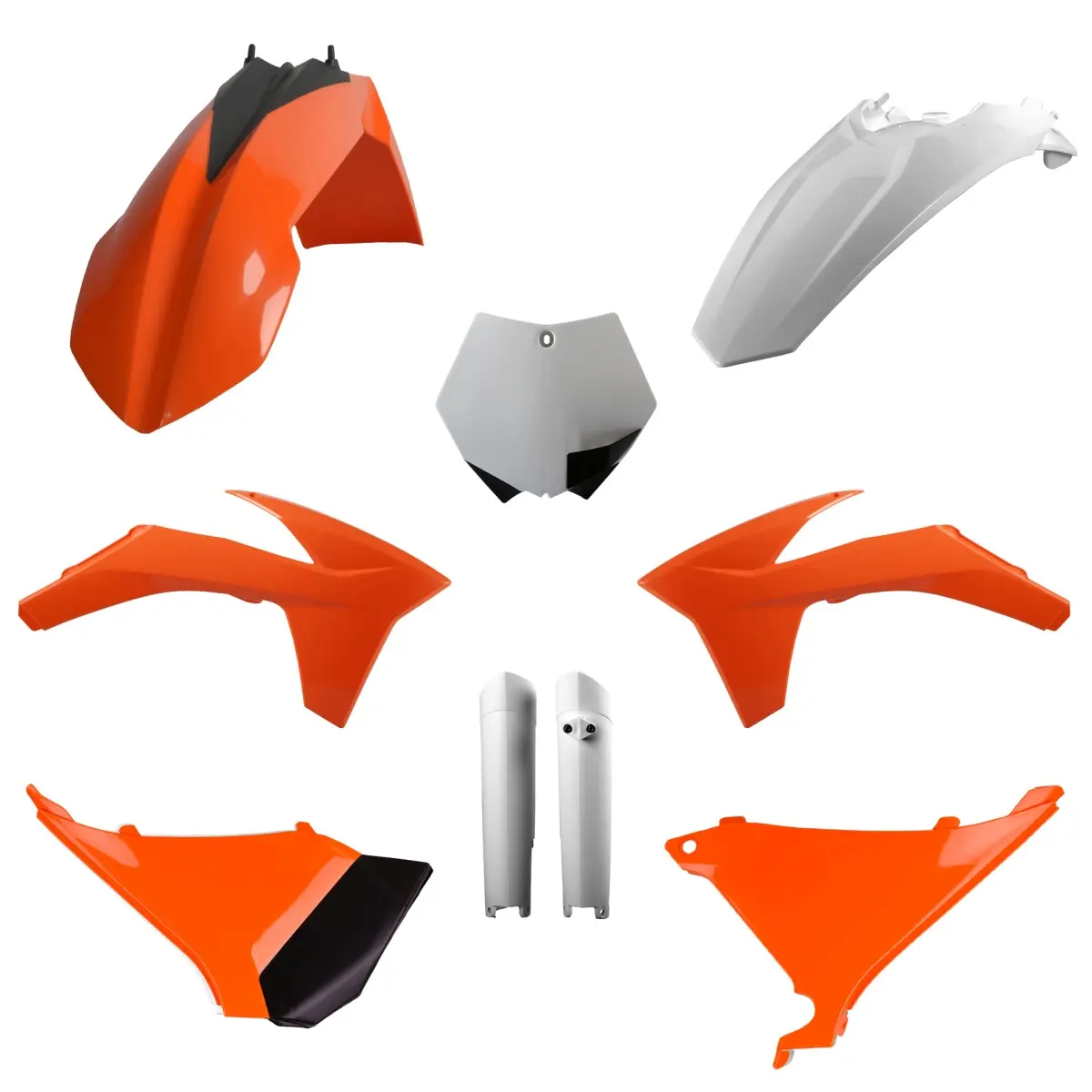 POLISPORT kompletní sada plastů (FULL KIT) KTM SX 11; XC/XC-F 11 v sadě kryty tlumičů (8398500002) barva oranžová OEM (POLISPORT kompletní sada)