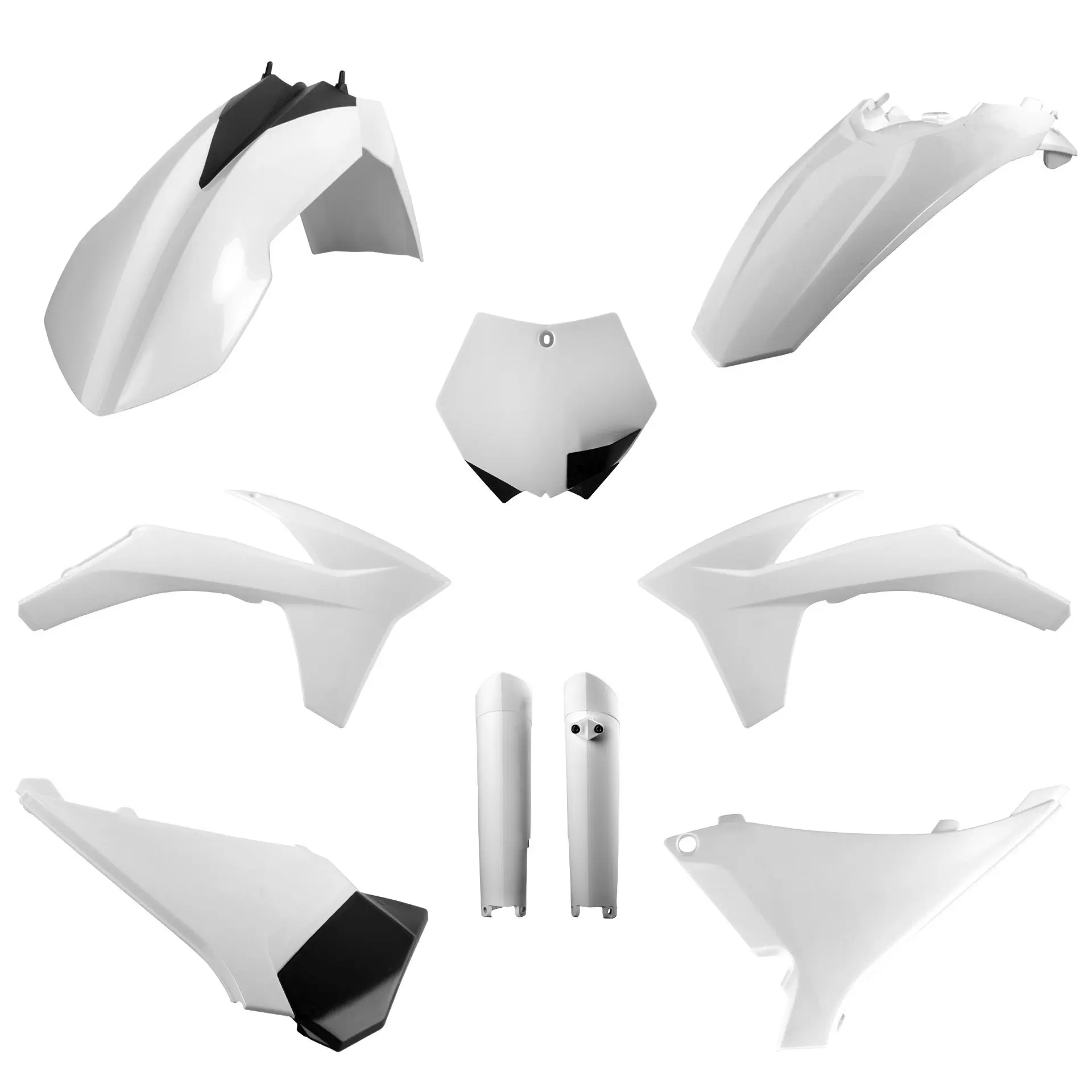 POLISPORT kompletní sada plastů (FULL KIT) KTM SX 12; SX-F 11- 12; XC/XC-F 12 v sadě přední tabulka (8664400007) a kryty tlumičů (8398500002) barva