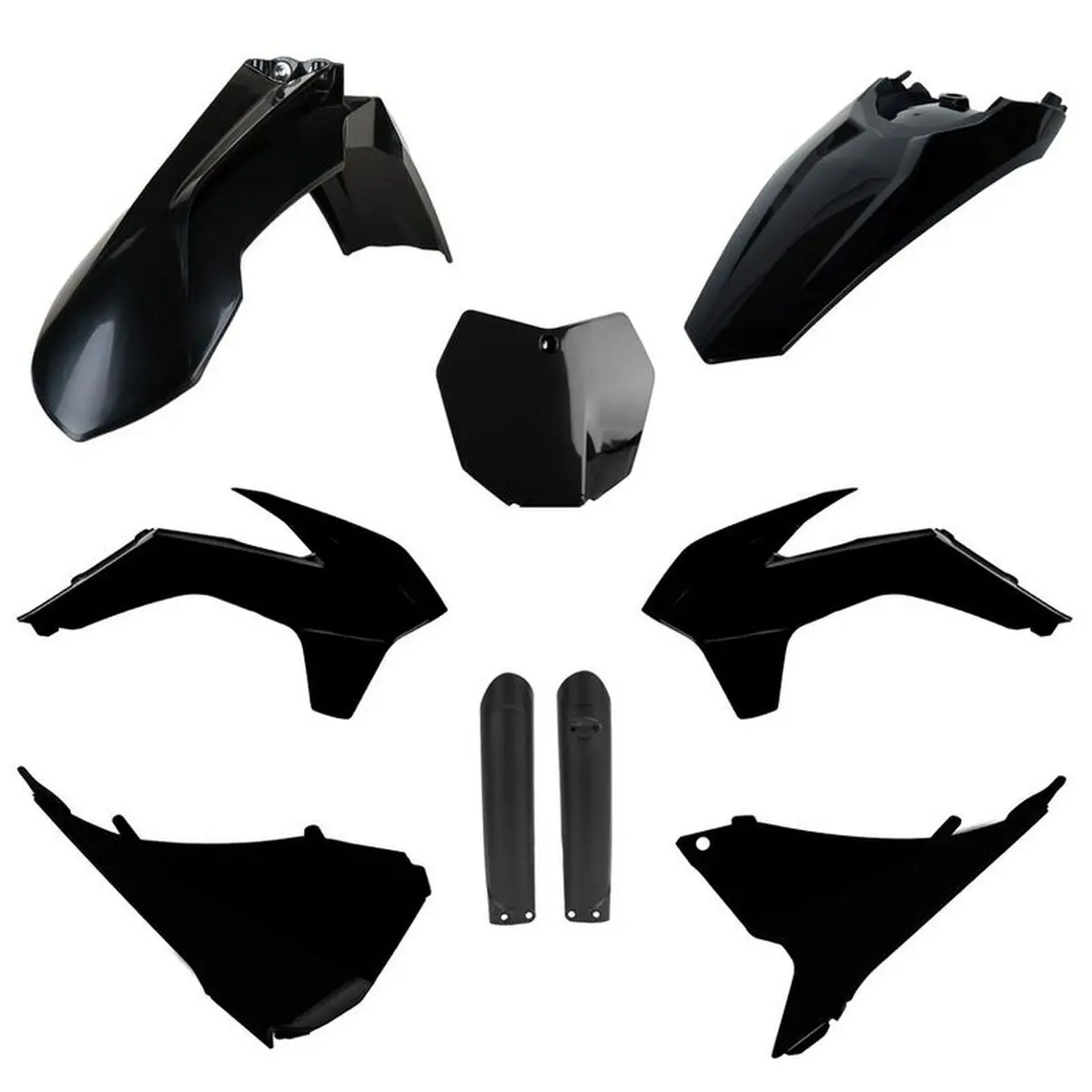 POLISPORT kompletní sada plastů (FULL KIT) KTM SX/SX-F/XC-F 15 v sadě tabulka přední (8659100003) a kryty tlumičů (8398600003) barva černá ( )