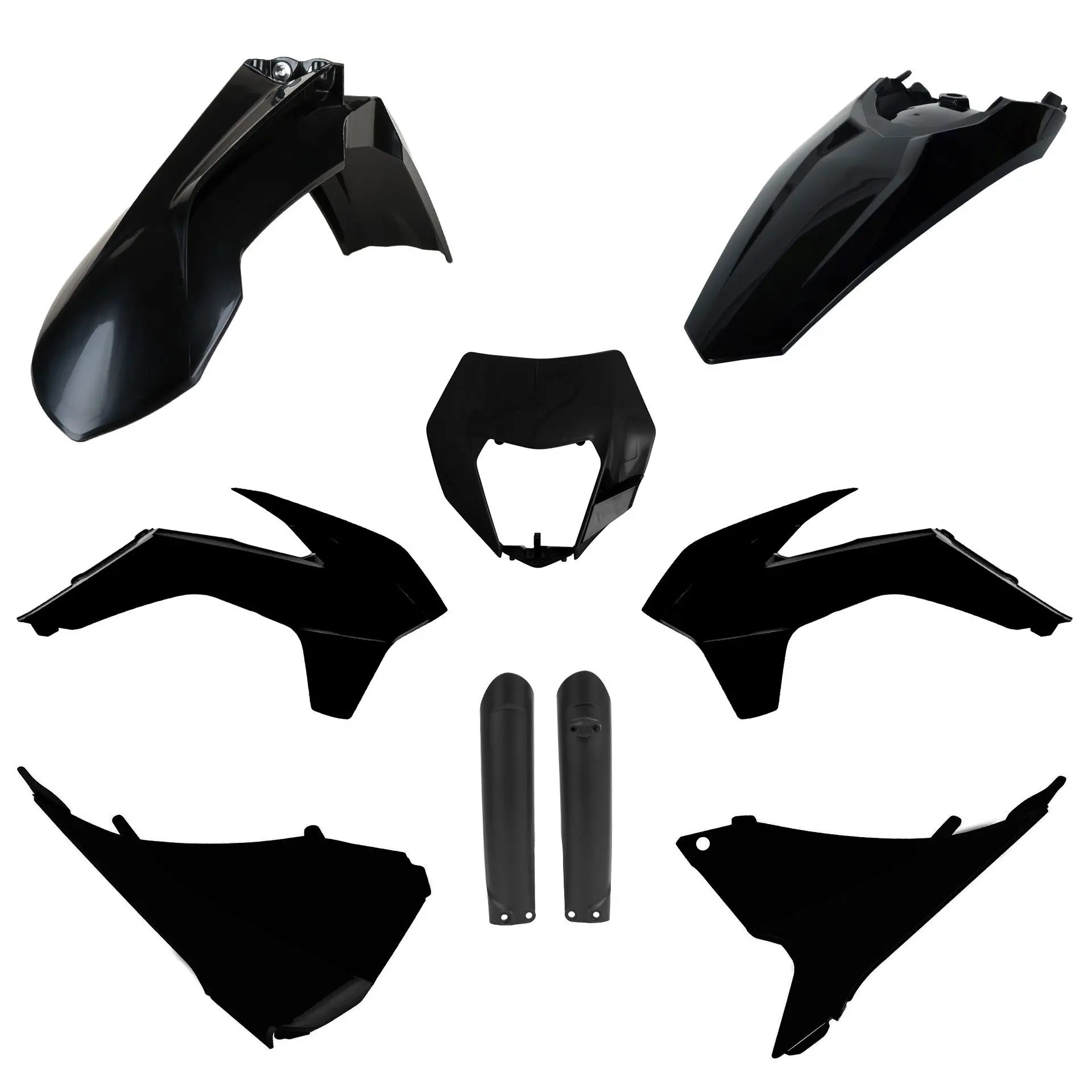POLISPORT kompletní sada plastů (FULL KIT) KTM EXC/EXC-F 16 v sadě kryty tlumičů (8398600002) barva černá (POLISPORT kompletní sada plastů (FULL KIT))